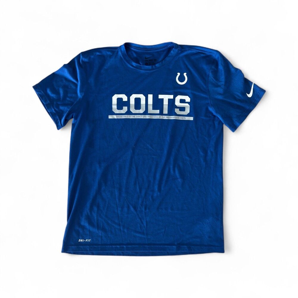 Indianapolis Colts Mens Tee Shirt Nike Dri-Fit Size Large Athletic Cut Blue NFL